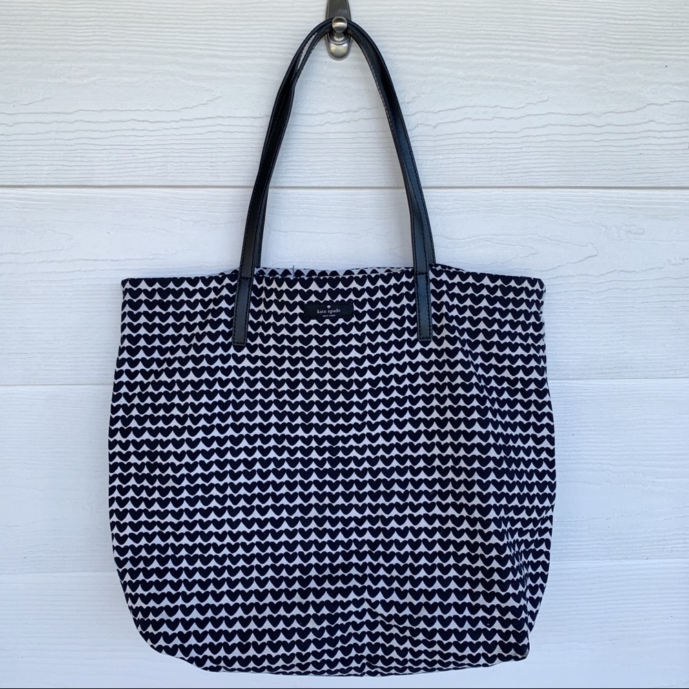 Kate Spade Heart Bon Shopper Tote, Black and White